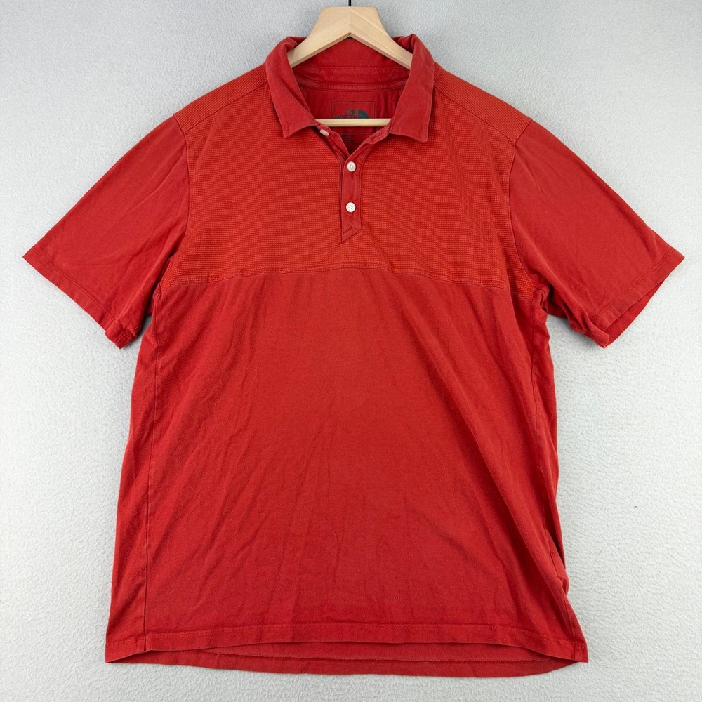 The North‎ Face Polo Shirt Mens Large Red Outdoor Preppy Office Short Sleeve